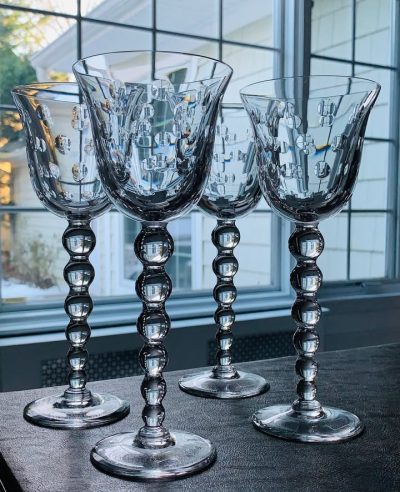 Saint-Louis Crystal Wine Glasses - "Bubbles" Pattern - BRAND NEW - Set of 4 - Made in France