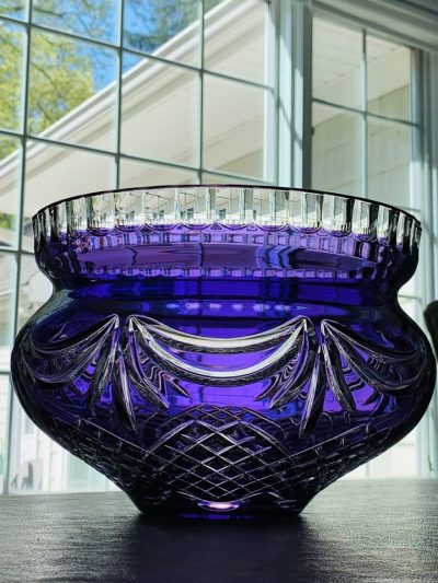 EXQUISITE Bohemian Crystal Bowl (RARE); Royal Purple; Large Size; MINT Condition