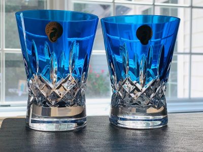 2 Waterford Lismore Pops Cobalt Double Old Fashion; 4.75" Tall; NEW IN BOX