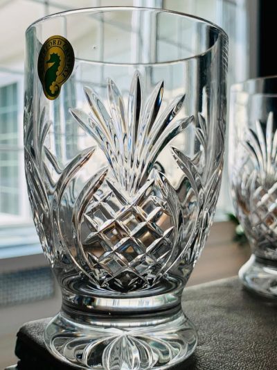 Set of 8 Waterford Crystal Footed Pineapple Hospitality Tumblers; 4.75" Tall; Made in Ireland