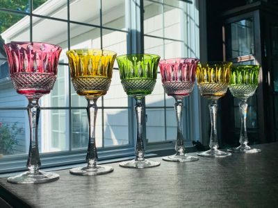 Fine Crystal Stemware from Cristallerie de Montbronn; Set of 6 Wine Glasses; Like New