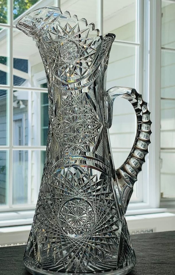 Antique American Brilliant Period (1876-1917) 12-Inch Pitcher; Excellent Condition