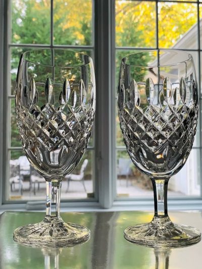 Waterford Crystal Iced Beverage Glasses (4) w/Diamond & Wedge Cuts - NEW IN BOX