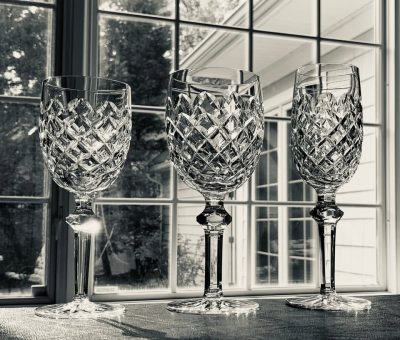 Waterford Crystal “Powerscourt” Set of 30 Incl. 10 Water, 10 Wine, & 10 Flutes MINT; Made in Ireland