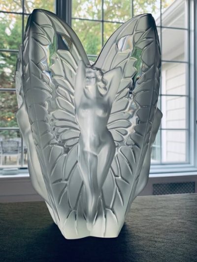 Lalique "Chrysalide" 5-Sided Vase; 11.25" Tall; Mint Condition; Made in France; Signed