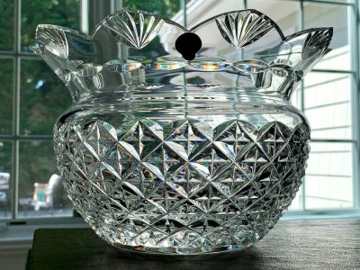 Waterford Crystal Large 10" Hospitality Bowl; Pineapple Cut Design; Made in Ireland