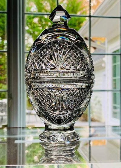 Waterford Crystal Seahorse Egg Box w/Lid; 7" Tall; MINT